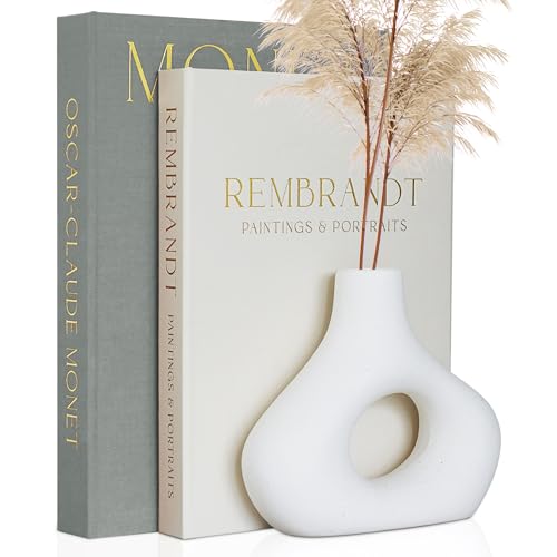 ZICOTO Beautiful Decorative Books - Set of 2 Linen Boxes Enhance Your Coffee Table, Bookshelf or Mantle Decor - Stylish Fake/Faux Books for Modern Home Decoration, Photo Storage and as a Keepsake Box