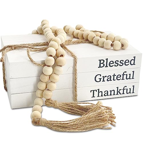 Decorative Books for Home Decor,Faux Books for Decoration,Rustic Farmhouse Decor,Farmhouse Shelf Decor,Decor Books for Coffee Table,Fake Books,with Wooden Bead String Tassel 58 in