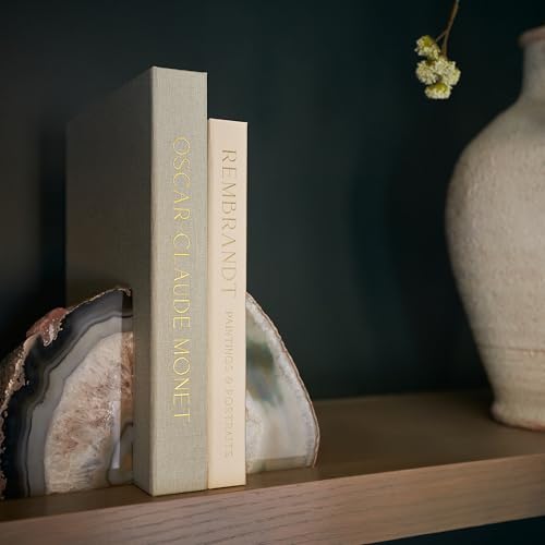 ZICOTO Beautiful Decorative Books - Set of 2 Linen Boxes Enhance Your Coffee Table, Bookshelf or Mantle Decor - Stylish Fake/Faux Books for Modern Home Decoration, Photo Storage and as a Keepsake Box