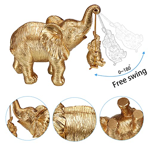 ZJ Whoest Elephant Statue. Gold Elephant Decor Brings Good Luck, Health, Strength. Elephant Gifts for Women, Mom Gifts. Decorations