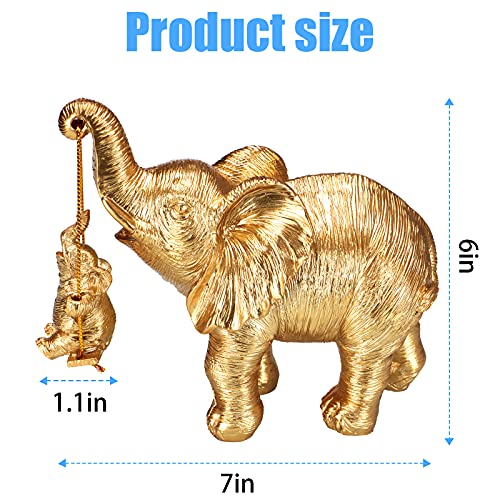 ZJ Whoest Elephant Statue. Gold Elephant Decor Brings Good Luck, Health, Strength. Elephant Gifts for Women, Mom Gifts. Decorations