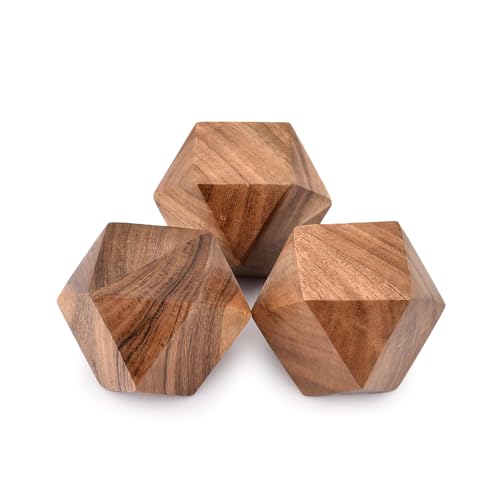 NIRMAN Acacia Wood Decorative Wood Ball for Centerpiece or Individual Use Ideal for Use in Living, Dining Room, Coffee Table Centerpiece Home Décor (3" x 3" x 3"), (Set of 3)