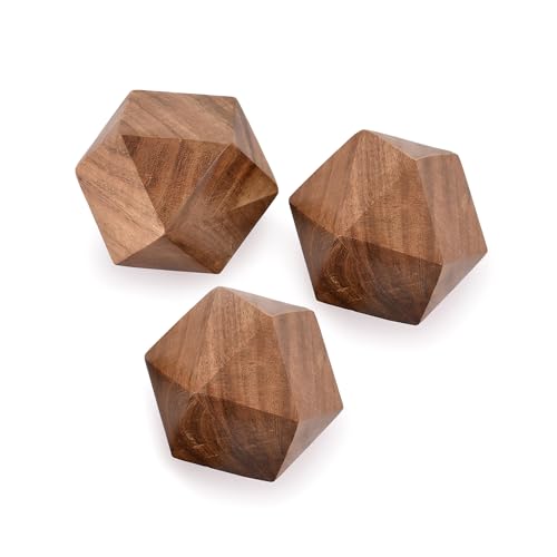 NIRMAN Acacia Wood Decorative Wood Ball for Centerpiece or Individual Use Ideal for Use in Living, Dining Room, Coffee Table Centerpiece Home Décor (3" x 3" x 3"), (Set of 3)