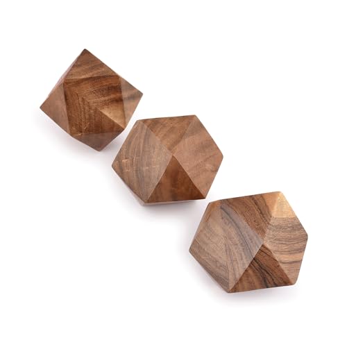 NIRMAN Acacia Wood Decorative Wood Ball for Centerpiece or Individual Use Ideal for Use in Living, Dining Room, Coffee Table Centerpiece Home Décor (3" x 3" x 3"), (Set of 3)