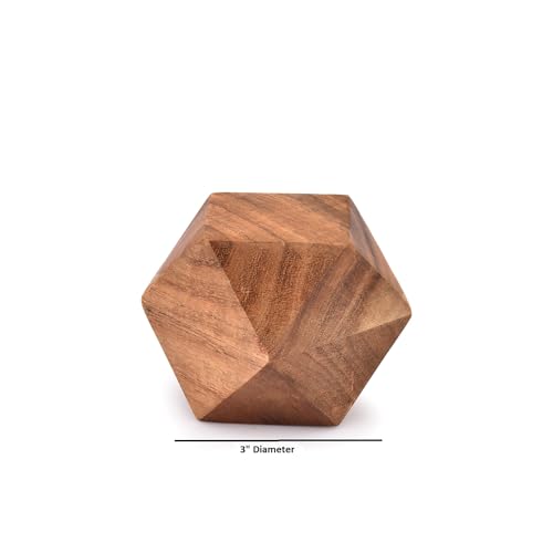 NIRMAN Acacia Wood Decorative Wood Ball for Centerpiece or Individual Use Ideal for Use in Living, Dining Room, Coffee Table Centerpiece Home Décor (3" x 3" x 3"), (Set of 3)