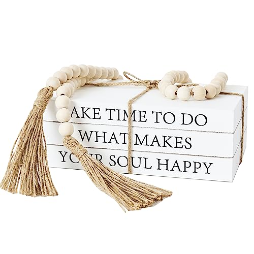 Decorative Books for Home Decor, White Faux Books for Decoration, Rustic Farmhouse Stacked Display Books (TAKE TIME to DO)