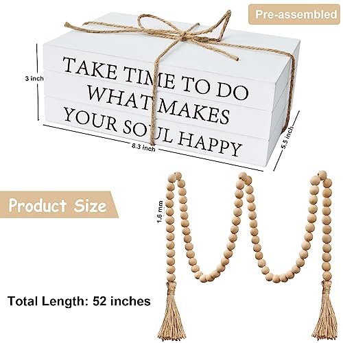 Decorative Books for Home Decor, White Faux Books for Decoration, Rustic Farmhouse Stacked Display Books (TAKE TIME to DO)