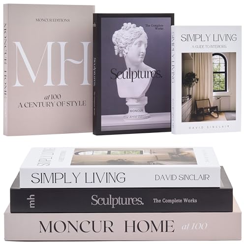Moncur Home Decorative Coffee Table Books for Home Décor Accents Bookshelf Mid Century Modern Black and White Fake Books With Real Blank Pages Shelf Decor Aesthetic Removable Covers Set of 3