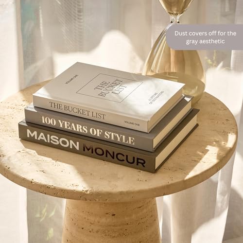 Moncur Home Decorative Coffee Table Books for Home Décor Accents Bookshelf Mid Century Modern Black and White Fake Books With Real Blank Pages Shelf Decor Aesthetic Removable Covers Set of 3