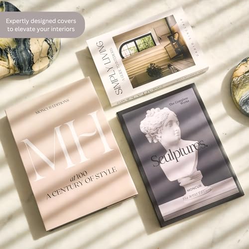 Moncur Home Decorative Coffee Table Books for Home Décor Accents Bookshelf Mid Century Modern Black and White Fake Books With Real Blank Pages Shelf Decor Aesthetic Removable Covers Set of 3