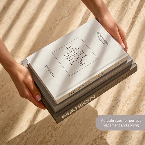 Moncur Home Decorative Coffee Table Books for Home Décor Accents Bookshelf Mid Century Modern Black and White Fake Books With Real Blank Pages Shelf Decor Aesthetic Removable Covers Set of 3