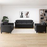 Harrington Armchair - Black, 35.4"W x 32"D x 32.7"H