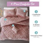 Luxe Velvet Comforter Set with Decorative Pillow, Blush