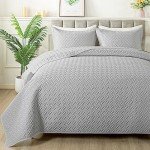 Light Grey Reversible Quilt Set for All Seasons