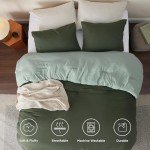 Reversible Green Queen Comforter Set – 3 Pieces