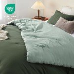 Reversible Green Queen Comforter Set – 3 Pieces