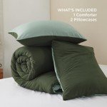 Reversible Green Queen Comforter Set – 3 Pieces