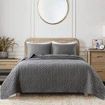 Dark Grey Queen Size Boho Quilt Bedding Set