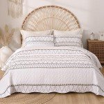 Bohemian White Quilt Set - Queen Size 3 Pieces