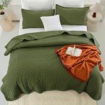 Olive Green California King Quilt Bedding Set