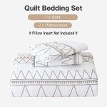 Bohemian White Quilt Set - Queen Size 3 Pieces