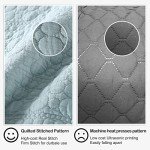 Aqua Blue Geometric Quilt Set for Queen Bed