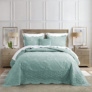 Oversized King Quilted Bedspread Set, Seaglass