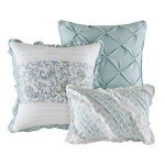 Floral Print Cotton Quilt Set, Full/Queen, Light Teal