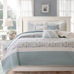 Floral Print Cotton Quilt Set, Full/Queen, Light Teal