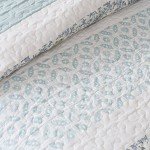 Floral Print Cotton Quilt Set, Full/Queen, Light Teal
