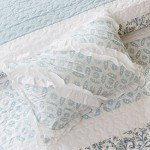 Floral Print Cotton Quilt Set, Full/Queen, Light Teal