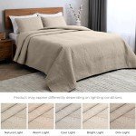 Beige King Bedspread Coverlet Set with Shams