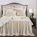 Light Tan Bedspread Set with Gathered Skirt