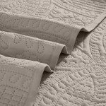 Beige King Bedspread Coverlet Set with Shams