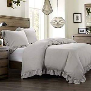 Lily Washed Linen 3 Piece Ruffled Comforter Set