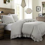 Lily Washed Linen 3 Piece Ruffled Comforter Set