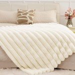 Cozy Striped Plush Throw Blanket 127 x 152 cm