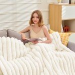 Cozy Striped Plush Throw Blanket 127 x 152 cm