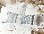 Coastal Blue Boho Lumbar Pillow Cover 35.6 x 91.4 cm