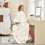 Cozy Striped Plush Throw Blanket 127 x 152 cm