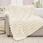 Cozy Striped Plush Throw Blanket 127 x 152 cm