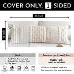 BlissBlush Cream Boho Lumbar Pillow Cover 35.6x91.4 cm