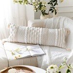 BlissBlush Cream Boho Lumbar Pillow Cover 35.6x91.4 cm