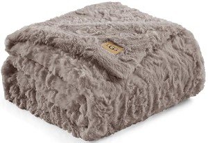 UGG Adalee Plush Reversible Throw Blanket, Oyster