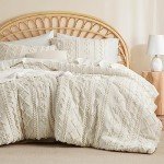 Beige Boho Tufted Comforter Set - Queen Size