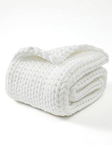 Hand Knitted Chunky Knit Throw Blanket - White