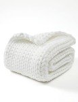 Hand Knitted Chunky Knit Throw Blanket - White