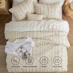 Beige Boho Tufted Comforter Set - Queen Size