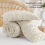 Beige Boho Tufted Comforter Set - Queen Size