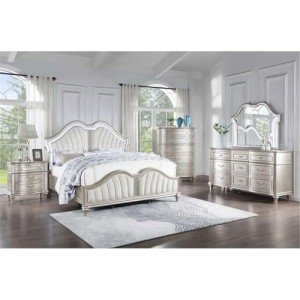 Ivory and Silver 5-Piece Queen Bedroom Set